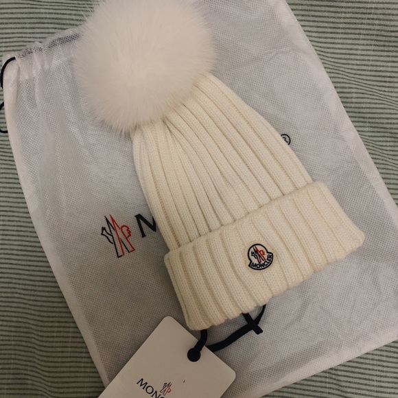 Moncler Accessories - Moncler White Beanie